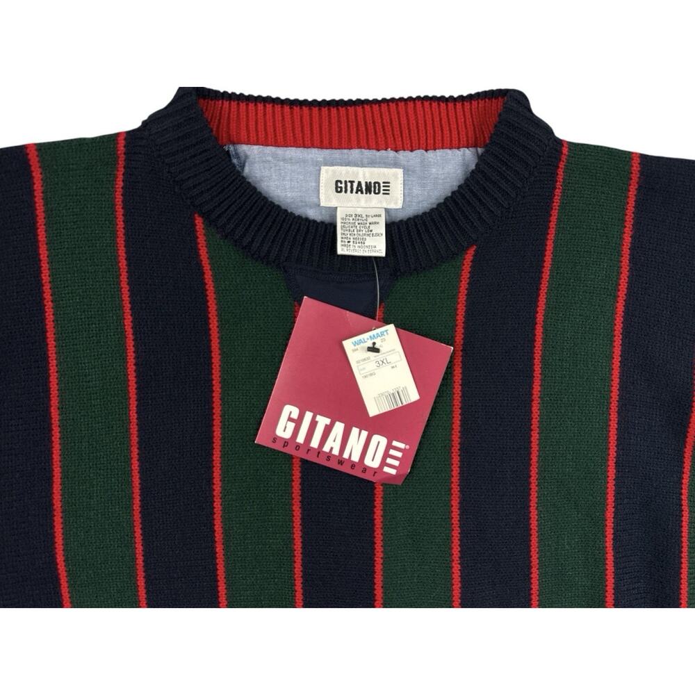 Vtg 80’s 90’s Sweater Men's Multicolored Striped Classic Crewneck Pullover 3XL - Picture 6 of 10